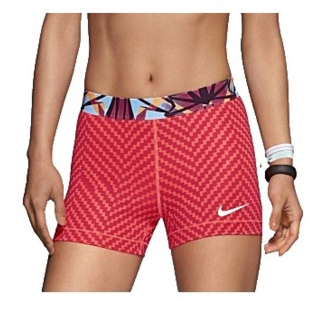 Nike Pro Pink Compression Shorts S Dri-FIT Hypercool Training Gym Bright Chevron
